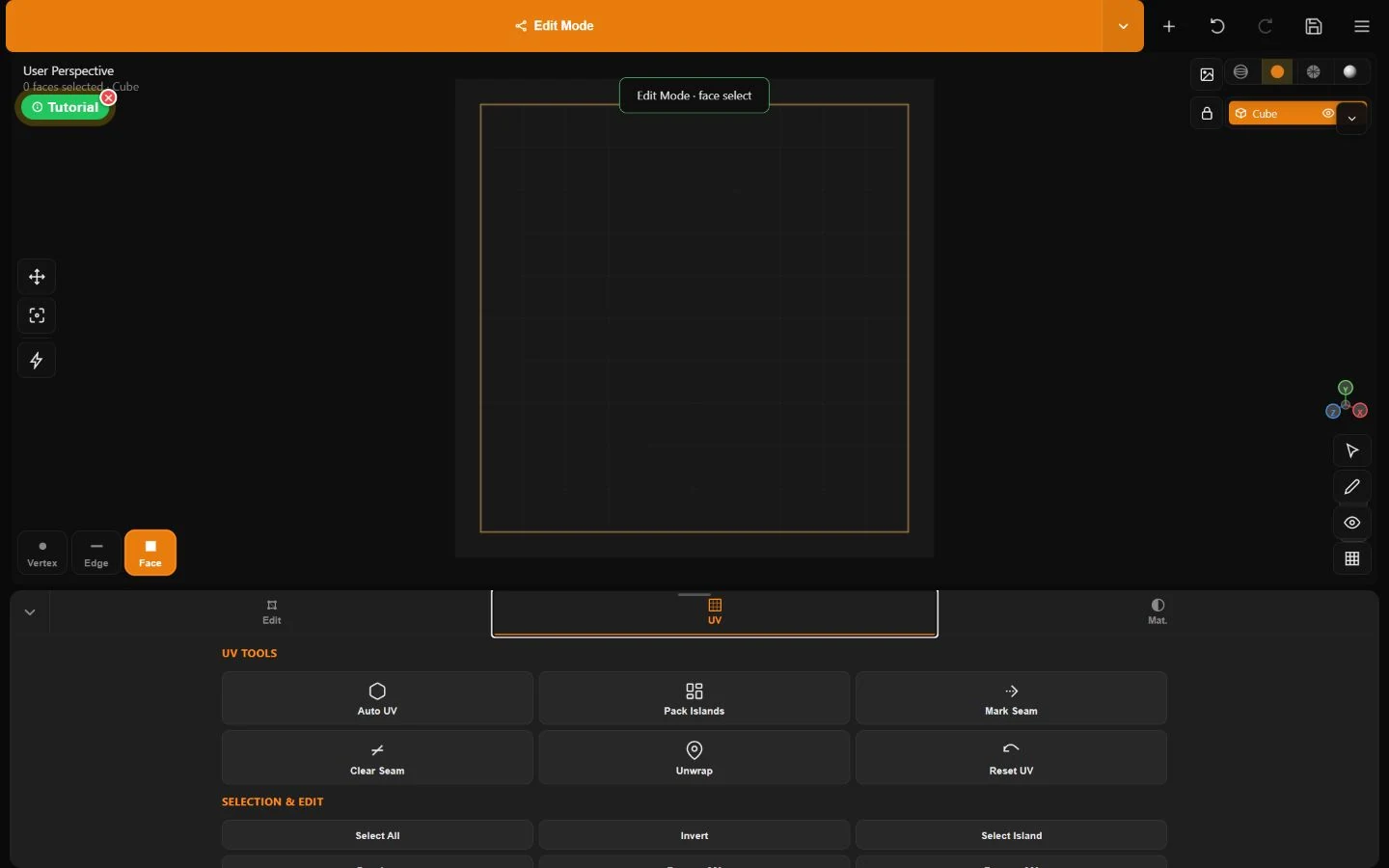Minder UV workspace with Auto UV, Pack Islands, seams, unwrap, selection, transform, pin, relax, overlap, and grid controls